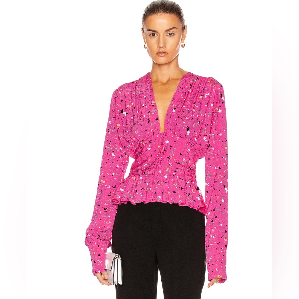 ROTATE BIRGER CHRISTENSEN
Tracy Paint Splash-print Blouse In Pink